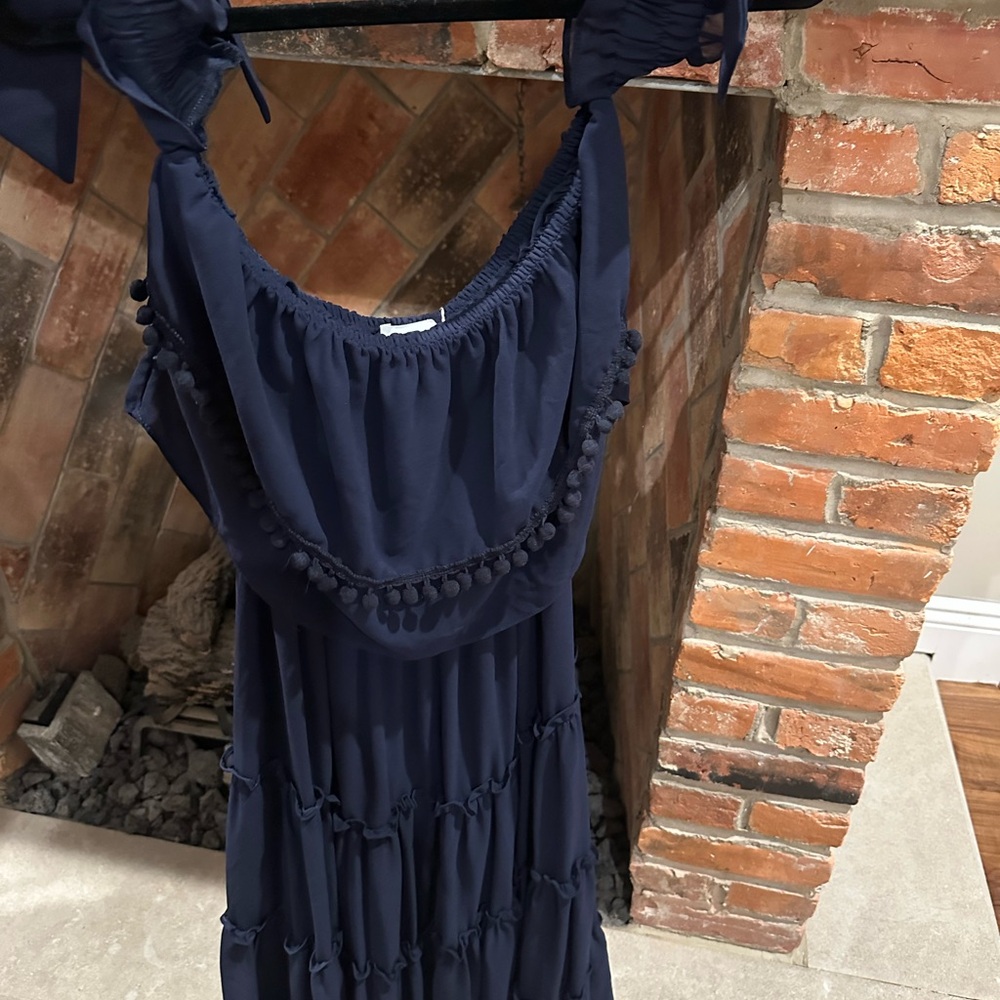 MISA Los Angeles Deep Blue Ruffled Dress - Picture 2 of 5